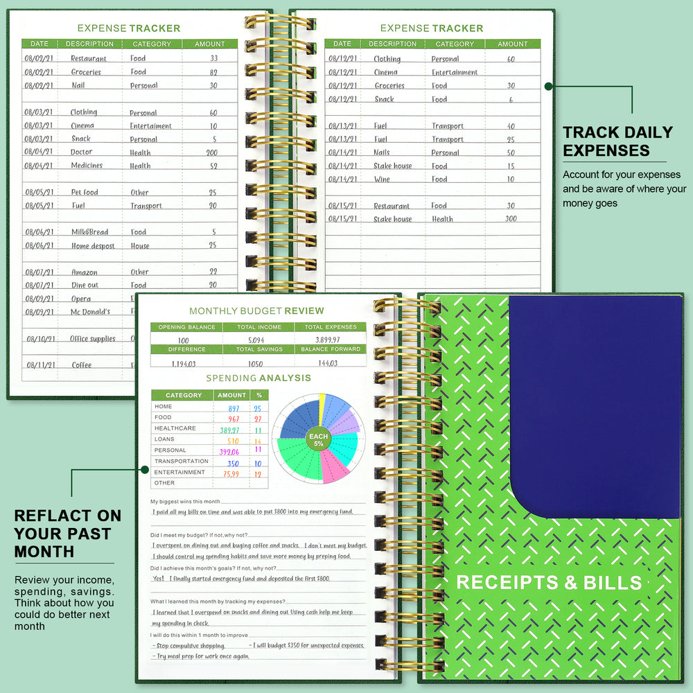 Budget Book，Budget Planner(A5 Size)，Dark Green – JUBTIC