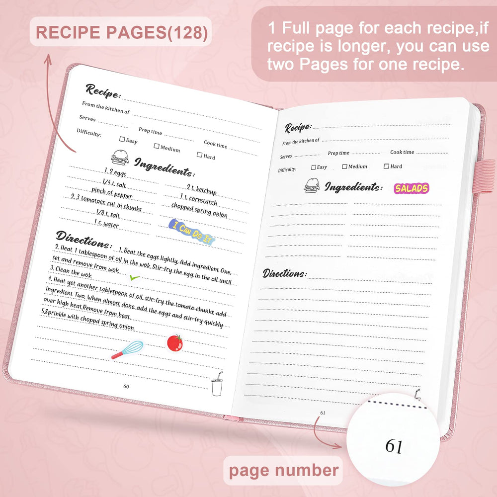 JUBTIC Blank Recipe Book