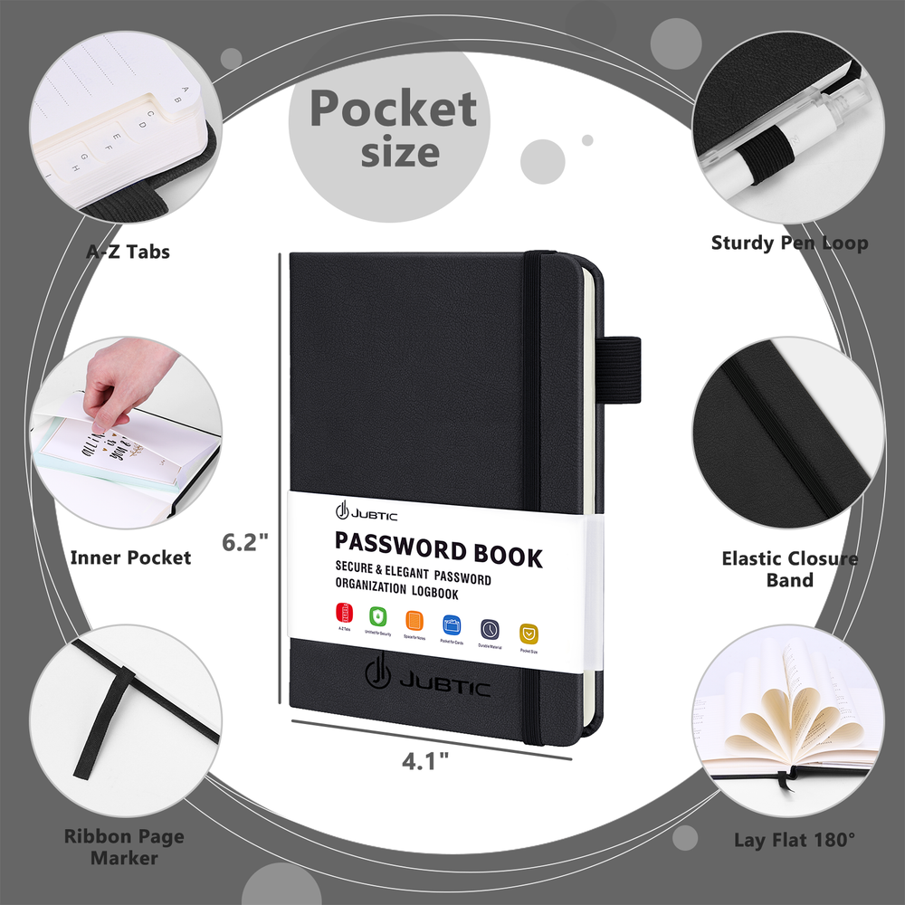 Password Book (Pocket Size), Black